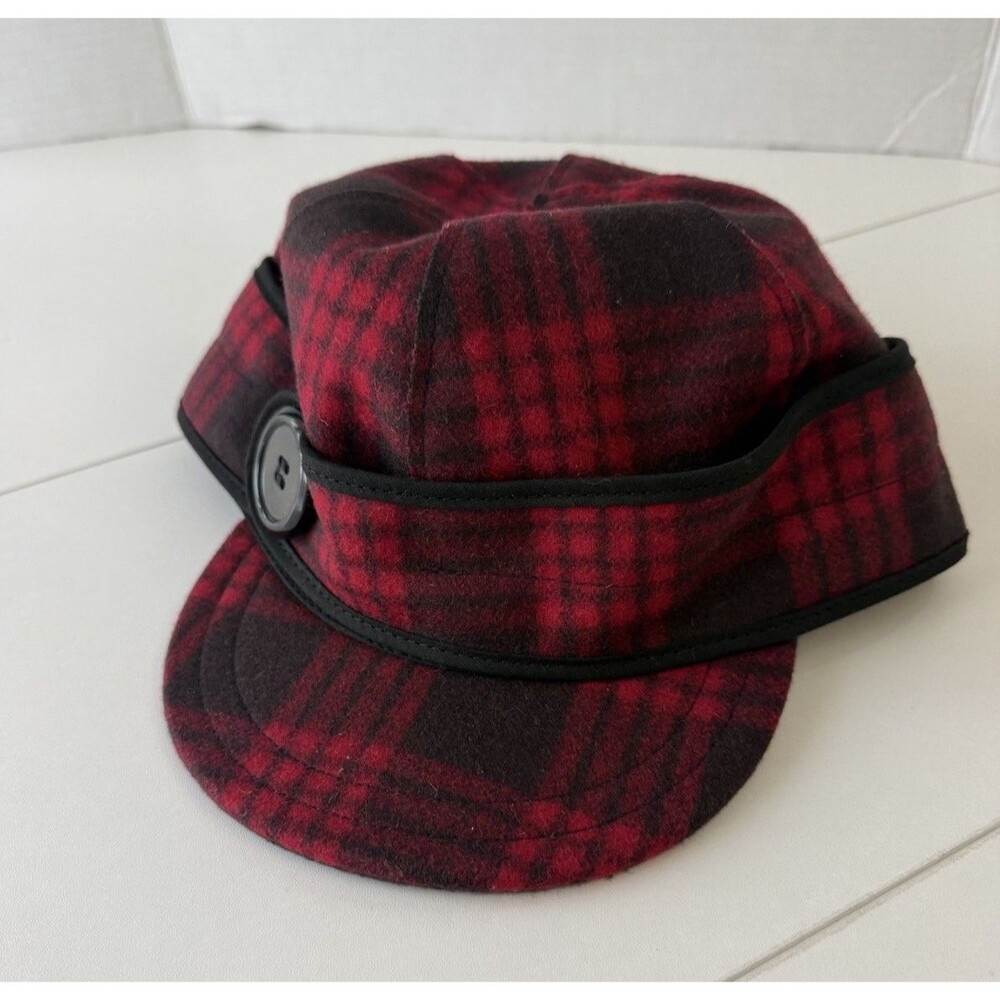 The Original Stormy Kromer Women’s Hat Red Buffalo Plaid Sz 7 1/4  USA Made